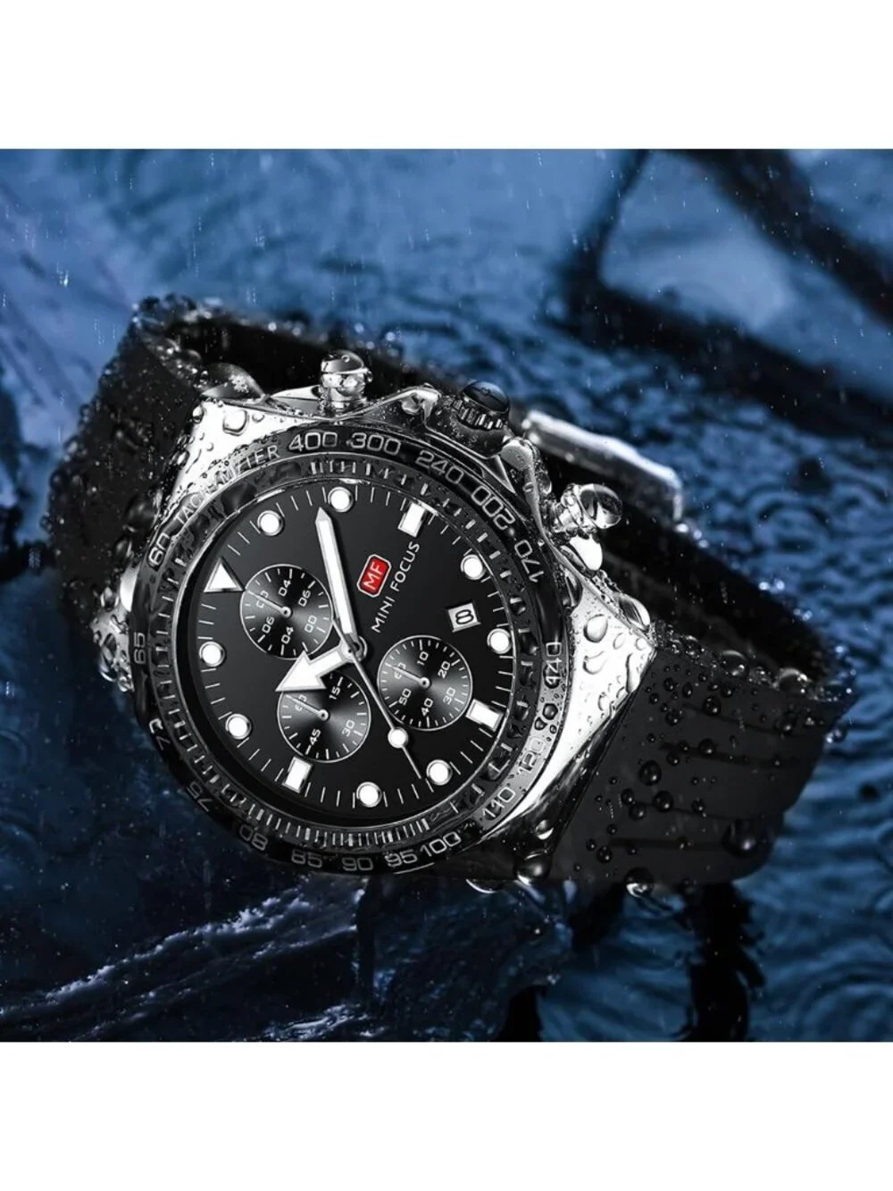 Men's Black And Silver Analog Quartz Waterproof Chronograph Stylish Casual Watch